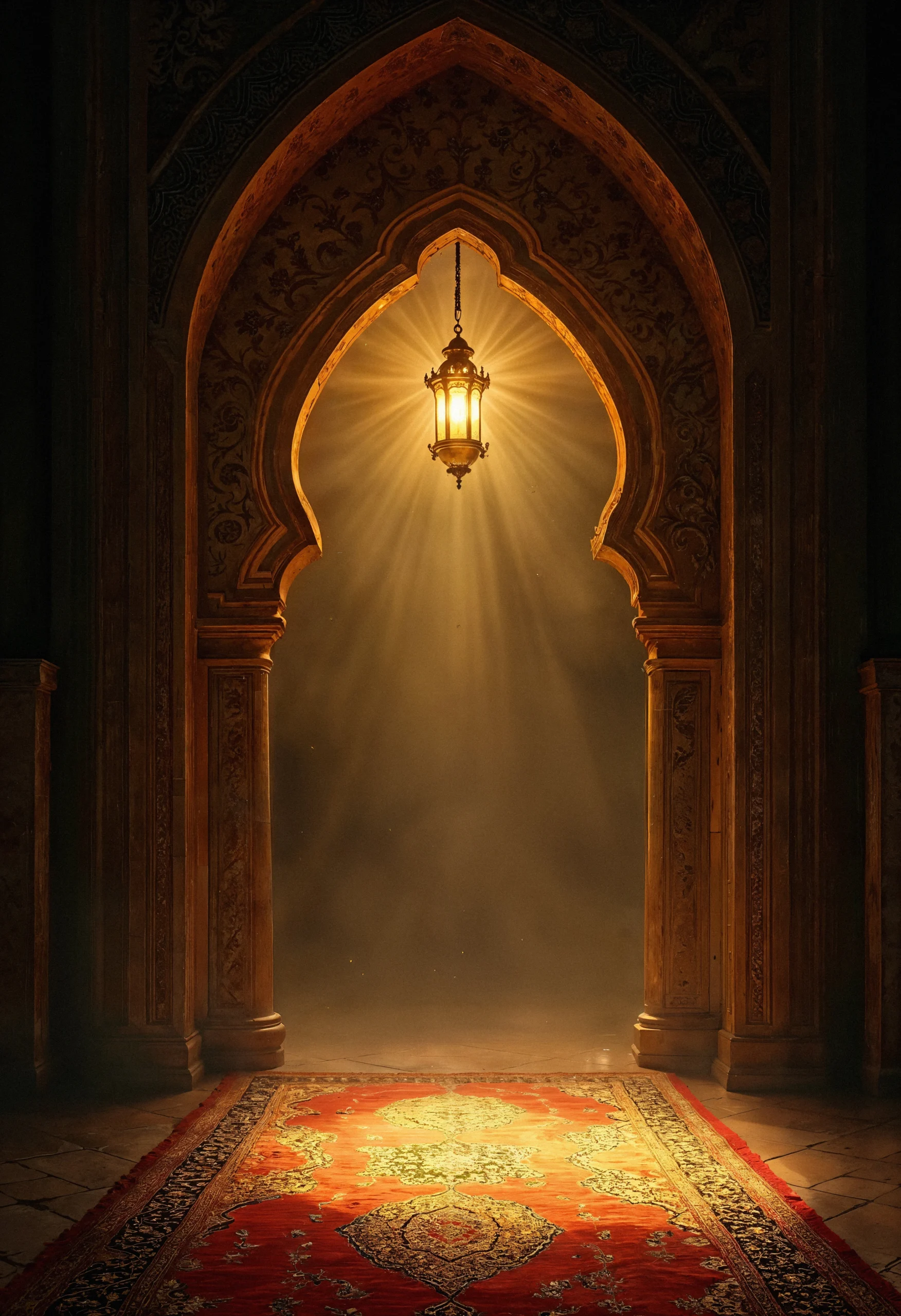 Mystical archway with golden light ornate details